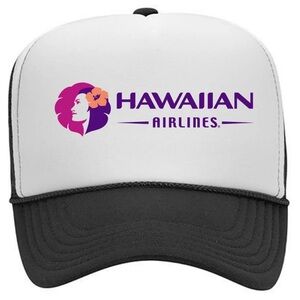 Hawaiian Airlines Logo Trucker Hat - White & Black with Purple Accents